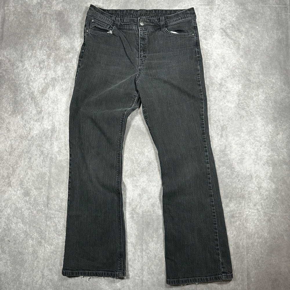 Charter Club Women Bootcut Jeans Faded Black Stretch Denim Flap Pocket 32x30 Y2K